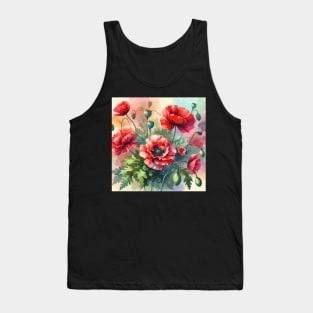 Red Poppy Flower Tank Top